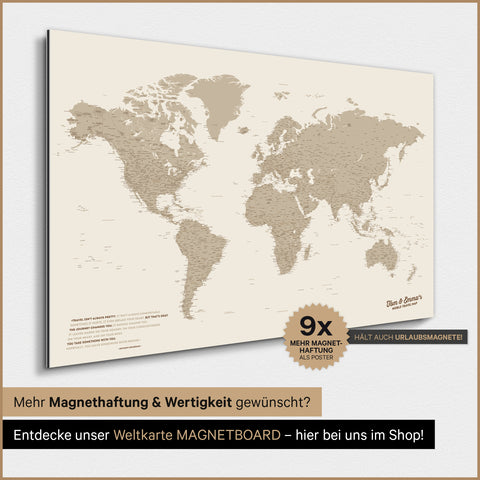 Verdenskort TRAVEL® Magnetisk plakat – Desert Sand (Beige)