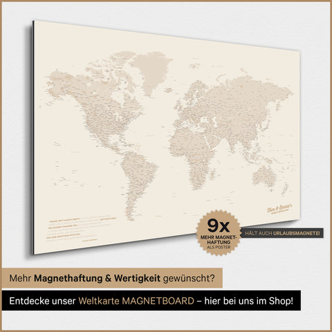 Verdenskort TRAVEL® Magnetisk plakat – Guld