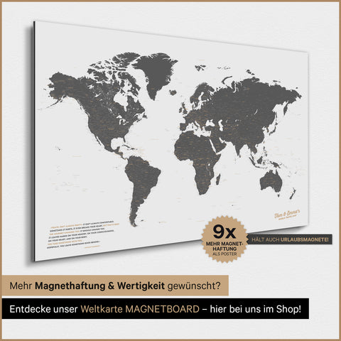 Verdenskort TRAVEL® Magnetisk plakat – Light Gray (Hvid-grå)