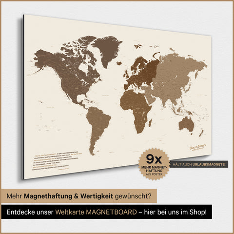 Verdenskort TRAVEL® Magnetisk plakat – Multicolor Brown