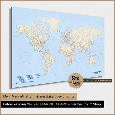 Verdenskort TRAVEL® Magnetisk plakat – Multicolor Classic