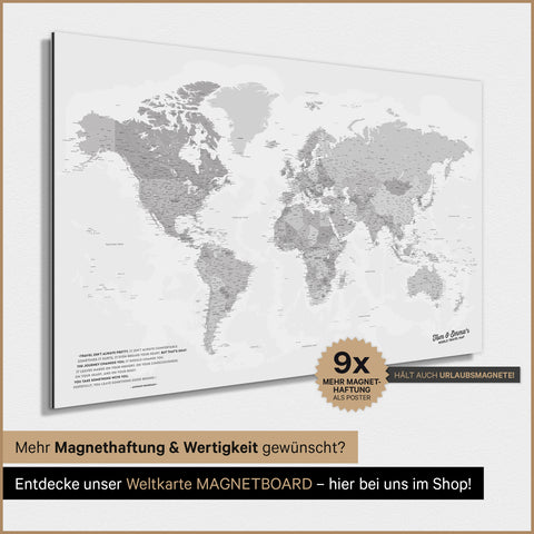 Verdenskort TRAVEL® Magnetisk plakat – Multicolor Gray