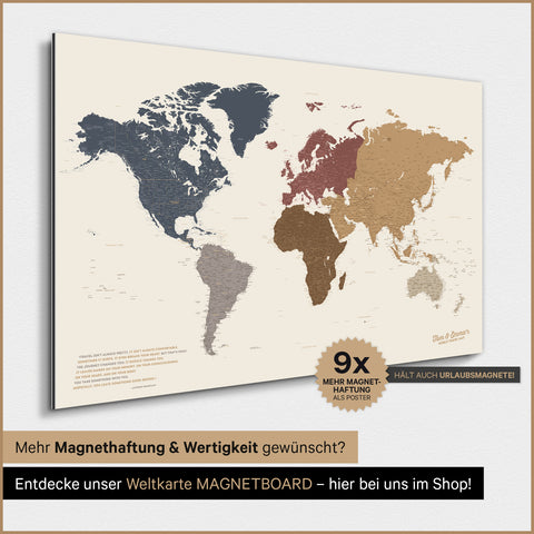 Verdenskort TRAVEL® Magnetisk plakat – Multicolor Matt
