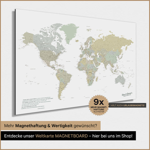 Verdenskort TRAVEL® Magnetisk plakat – Multicolor Sage