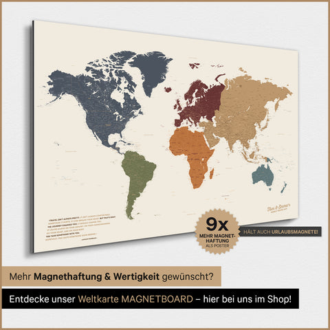 Verdenskort TRAVEL® Magnetisk plakat – Multicolor Vivid