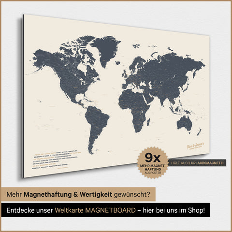 Verdenskort TRAVEL® Magnetisk plakat – Navy Light