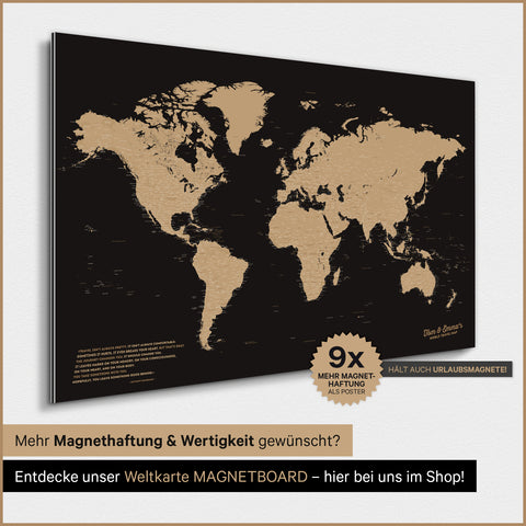 Verdenskort TRAVEL® Magnetisk plakat – Sonar Black (Sort-Guld)