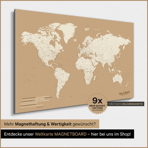 Verdenskort TRAVEL® Magnetisk plakat – Treasure Gold