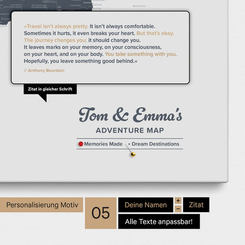 Design verdenskort med nåle TRAVEL® – Denim Blue
