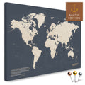 Hochwertige Weltkarte in Hale Navy (Dunkelblau Gold) als PinnLeinwand, perfekt zum Markieren und Planen von Reisen, kaufen