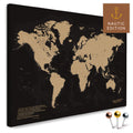 Hochwertige Weltkarte in Sonar Black (Schwarz-Gold) als PinnLeinwand, perfekt zum Markieren und Planen von Reisen, kaufen