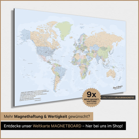 Verdenskort TRAVEL® Magnetisk plakat – Multicolor Atlas