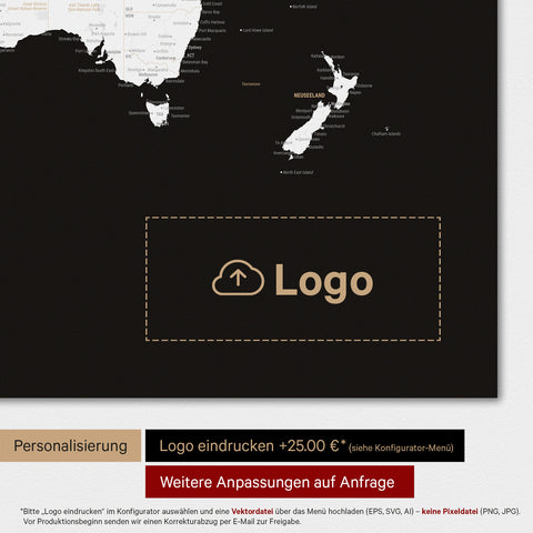 Verdenskort TRAVEL® Premium plakat – Dark Black (Sort-hvid)