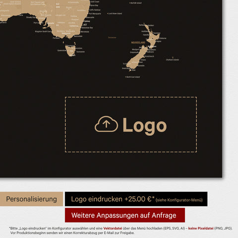 Verdenskort TRAVEL® Premium plakat – Sonar Black (Sort-Guld)