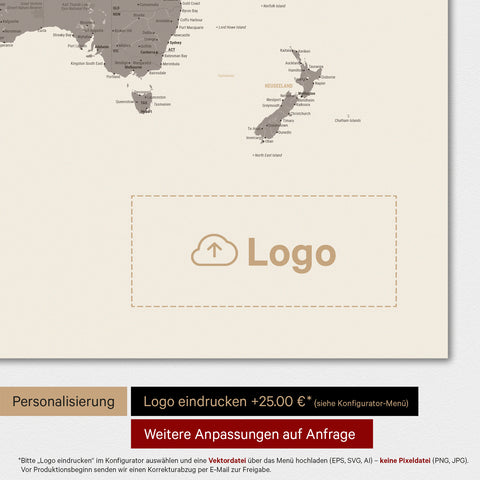 Verdenskort TRAVEL® Premium plakat – Warmgray (Brun-grå)